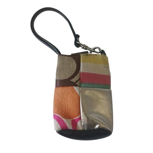 Small Patchwork Leather Canvas Fabric Multicolor  Multi print 3" x 9" - Picture 2 of 4